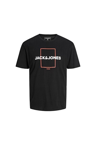 Jack & Jones Jack&Jones Велосипедна комір, з написом, короткий рукав, чорна чоловіча футболка 12231222
