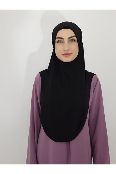 erasra class Prayer Cloth Khımar Ready Large Scarf Suitable for Hajj and Umrah Hıjap Malaysia Model Black