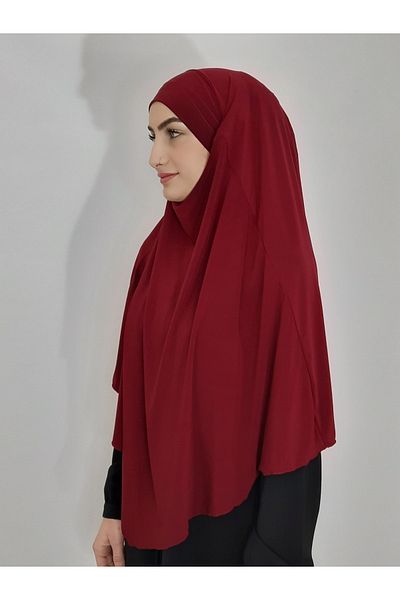 Ayselcehobi Souffle Ready Tied Peceli Large Scarf Burgundy Suitable for Hijab, Hajj and Umrah