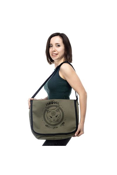 Gofeel Gothic Printed Dark Green Colored Large Inner Volume Messenger Bag
