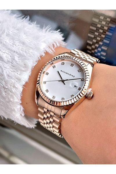 Navimarine Copper Color Stylish Design Steel Strap Women's Wristwatch Bracelet Gift