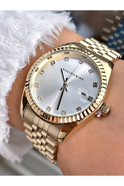 Navimarine Gold Color Stylish Design Steel Strap Women's Wristwatch Bracelet Gift