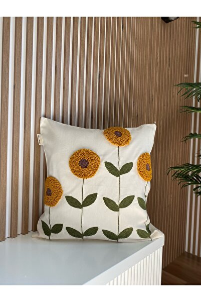 Sunflower Hand Embroidered Punch Pillow