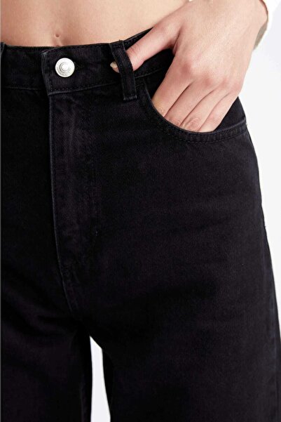 LİMABEL Sendy Black Colorfast Mom Jean Women's Boyfriend High Waist Power Lycra