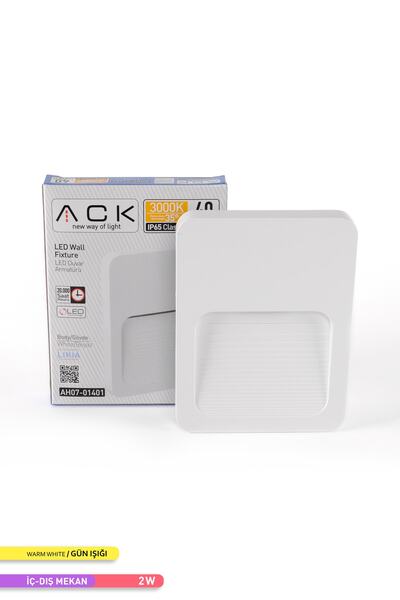 ACK Likia Led Duvar Armatürü 3000k Günışığı 2w Beyaz Kasa Duvar Apliği