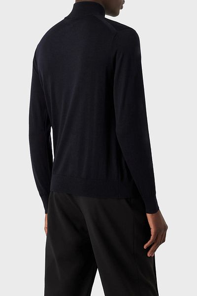 Emporio Armani Woolen Zippered Regular Fit Stand Collar Cardigan Men's Cardigan 8n1muz 1mjxz 0999