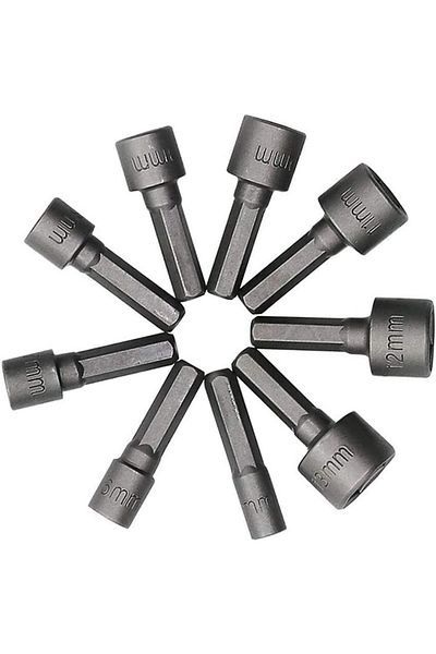Depolife Nut Extractor Bits Socket Set 1/4" Thread Metric Adapter Drill Bit 5 To 13mm Hex Shank 9 Pieces