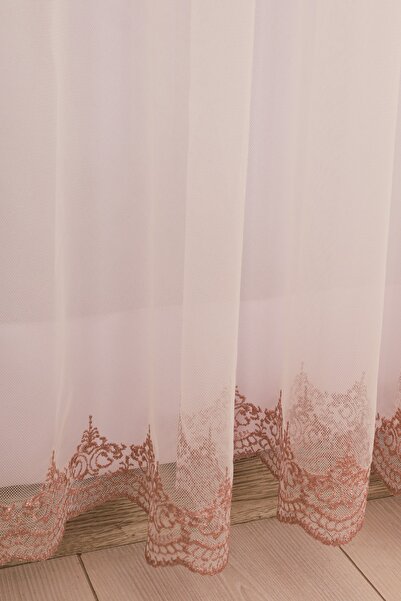 perhal perde ve halı Skirt Embroidered Grecian Pink Color Pleated Tulle Curtain