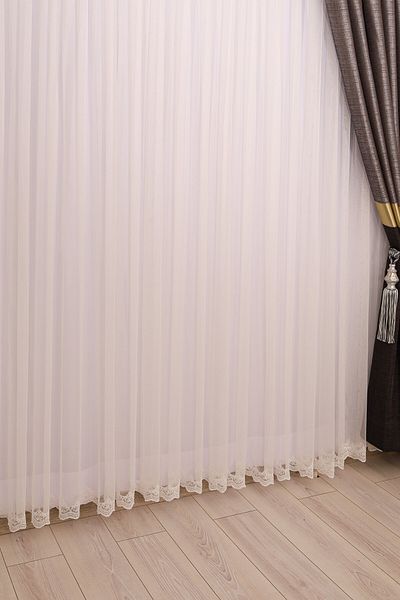 perhal perde ve halı Fusta Brodata Gri Alb Culoare 1-2 Rare Plisat Tulle Cortina