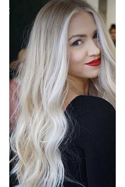 Makromehome Platin Sarısı Su Dalgalı Uzun Yarım Ay Saç – 3 Parça Çıt Çıt 75cm...