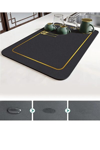KÜÇÜK EW Büyük Boy 50x40cm Kauçuk Bulaşık Kurutma Matı Masa Örtüsü Katlanabil...