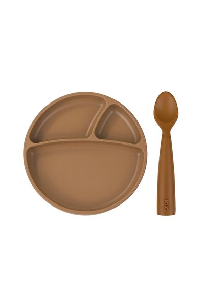 OiOi Vakum Tabanlı Silikon Tabak Ve Nam Nam Kaşık 2'li Set