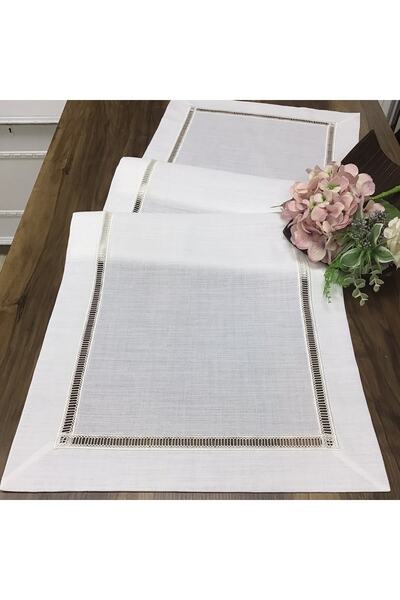 OYA home كولبر تفاصيل رانر - ابيض شاحب -45*150 سم