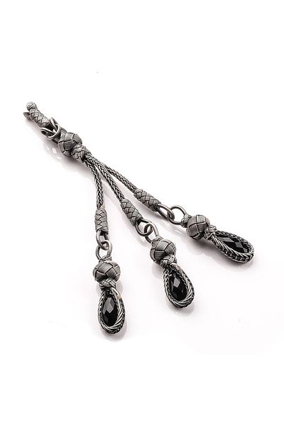 TESBİHCİBABA Zircon Design Black Kazaz Rosary - Tasseled Handcrafted