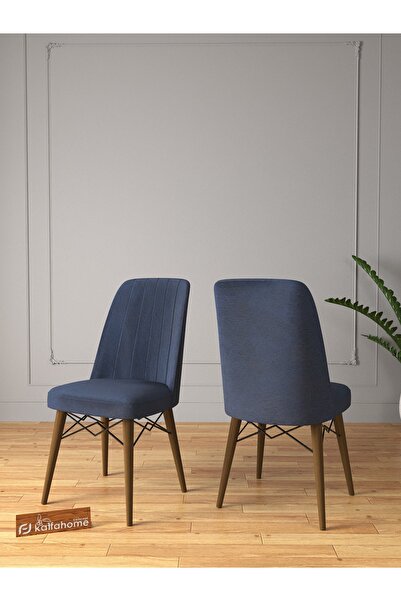 Kaffahome Efes 70x110 Yemek Masası Takımı Mutfak Masası Takımı Sabit Masa 4 Sandalyeli - Lacivert