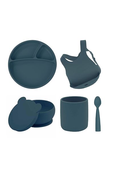 OiOi Silicone Feeding Set 5 Pieces with Bib