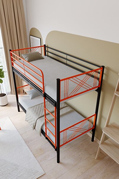 FANO Mix Premium Metal Ranza 90x200 Yatak Uyumlu Turuncu Ayrılabilir Ranza Karyola