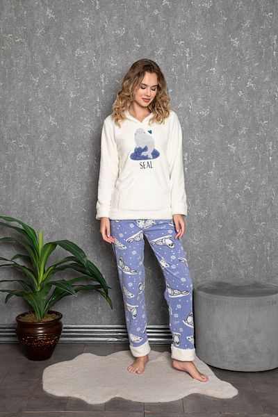 Lady Set de pijamale Wellsoft Kangaroo cu imprimeu alb