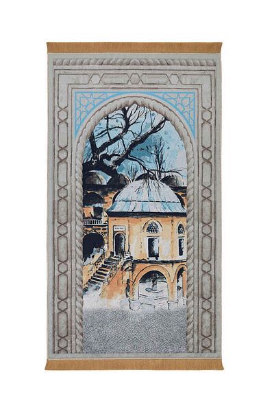 Bursa İpek Gray Velvet Rug Prayer Rug