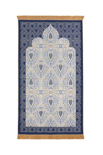 Bursa İpek Navy Blue Velvet Rug Prayer Rug