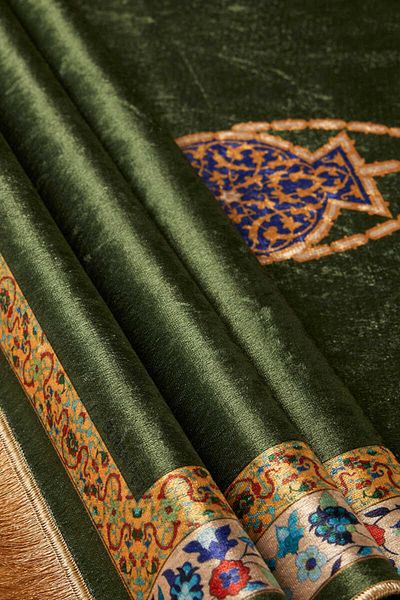 Bursa İpek Khaki Velvet Rug Prayer Rug