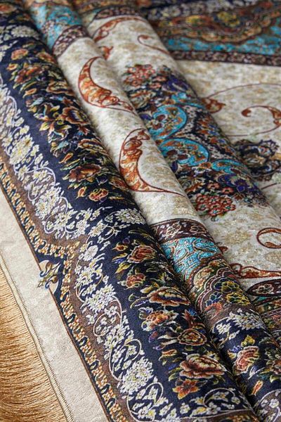 Bursa İpek Beige Velvet Rug Prayer Rug