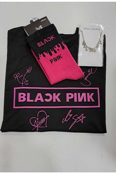 GC GÖKHAN CLUB Blackpink Unisex T-shirt Κάλτσες Κολιέ Συνδυασμός