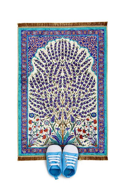 Bursa İpek Turquoise Velvet Children's Prayer Rug