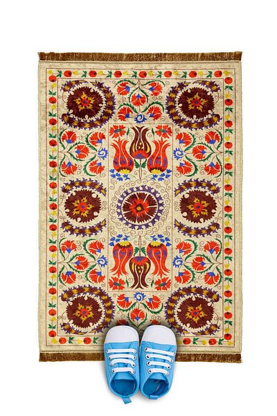Bursa İpek Cream Velvet Children's Prayer Rug