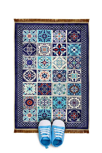 Bursa İpek Navy Blue Velvet Children's Prayer Rug