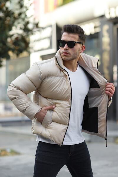 Modalüx Palton puf pentru bărbați, cu potrivire confortabilă