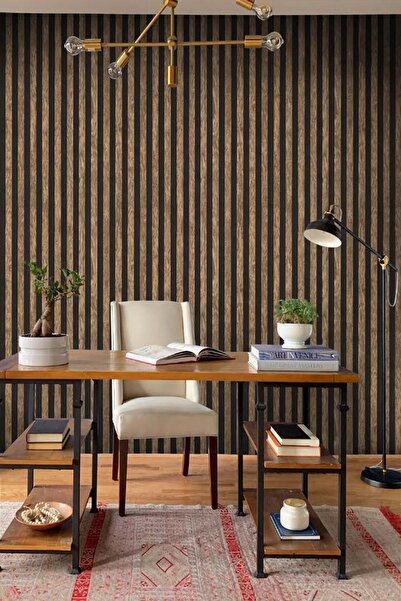 İnci Concept Decowall Salda 613-03 Lambiri Panel Ahşap Duvar Çıtası Desenli Vinil Duvar Kağıdı 16,50 M²