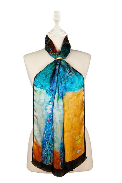 Bursa İpek Petrol Green Emile Flöge Silk Painting Scarf