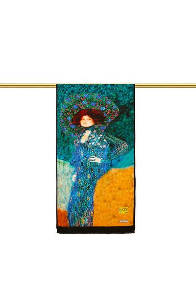 Bursa İpek Petrol Green Emile Flöge Silk Painting Scarf