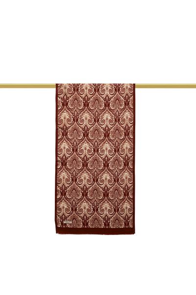 Bursa İpek Cinnamon Damask Pattern Silk Scarf