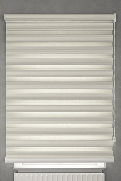 GİVAYO STOR Ekru Dar Pliseli Zebra Stor Perde (kırık Beyaz)