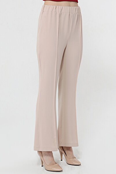 MD trend Kadın Taş Beli Lastikli Önü Dikiş Detaylı Ispanyol Paça Pantolon