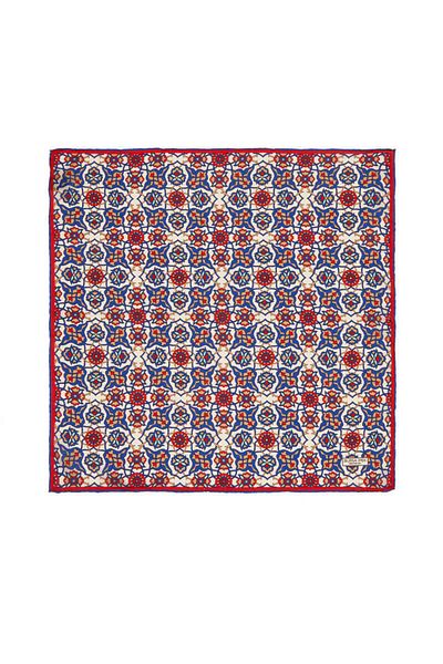 Bursa İpek Saks Gold Tile Spiral Pattern Silk Handkerchief
