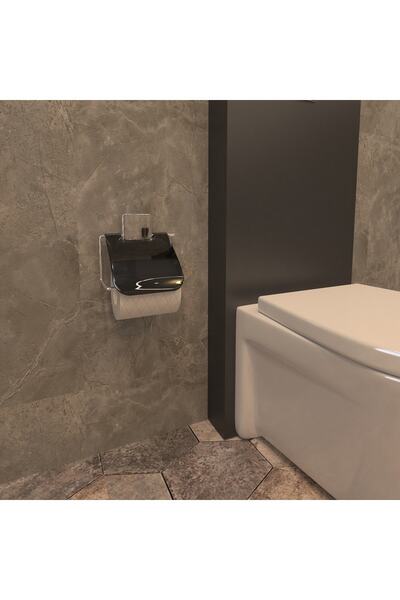 Ne Dilersen Διακοσμητική αυτοκόλλητη μεταλλική θήκη χαρτιού μπάνιου WC με πλα...