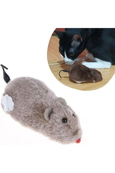 Neler Geldi Neler Interactive Cat Training Toy - Wind-Up, Furry Plush Mouse Catching, Cute