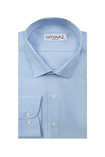 SÜVARİ Σετ 3 τεμαχίων Sim Fit Απλό Πουκάμισο Μαύρο Λευκό Μπλε