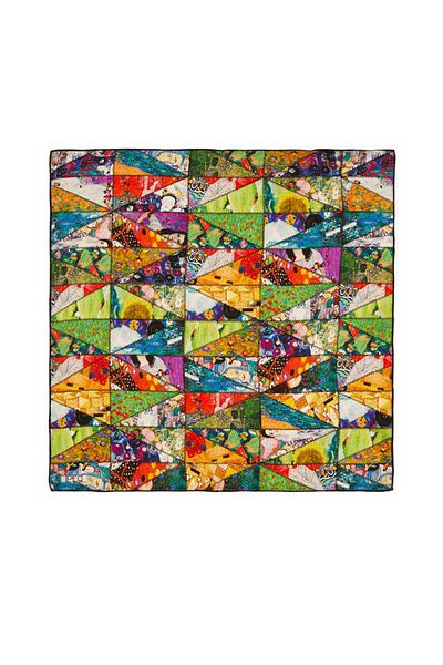 Bursa İpek Green Gustav Collage Pattern Silk Handkerchief