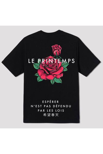 Benisengiydir Γυναικείο μπλουζάκι με στάμπα μαύρο τριαντάφυλλο