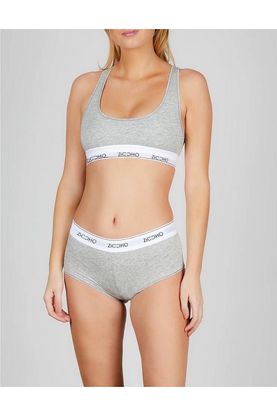 ZICCHO Gray Basic Cotton Women's Shorts and Bustier Set