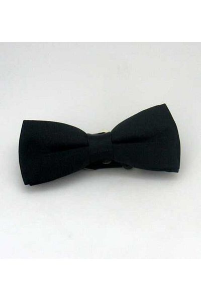 Gaffy Black Children's Size Solid Color Satin Bow Tie -klr Gym Csp-01