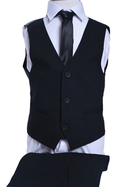 ceocuk Black Color Vest Kids Suit