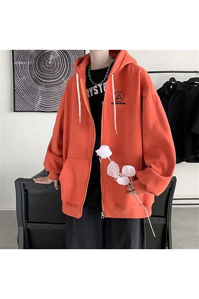 Touz Moda Linkin Park Printed - Unisex Πορτοκαλί Ζακέτα με κουκούλα