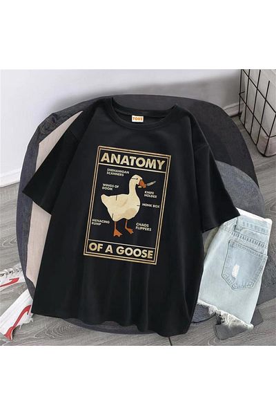 Touz Μπλουζάκι με στάμπα Hakatumoda Duck Anatomy Μαύρο Unisex Oversize