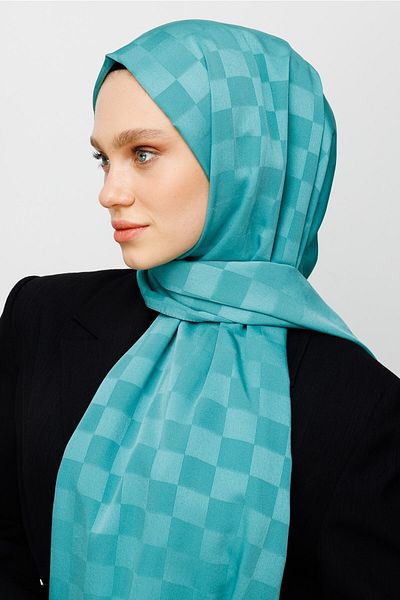 FRESCO SCARFS Γυναικείο χιτζάμπ Μεταξένιο βαμβακερό ζακάρ σάλι*πράσινο μέντας