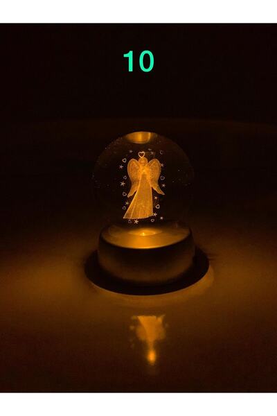 GHAZAL TRADE Ghazal E Trade Melek Figürlü Cam Küre Led Işıklı Standlı Konsept